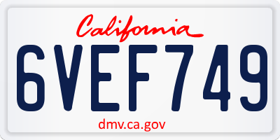 CA license plate 6VEF749