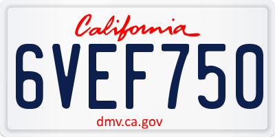 CA license plate 6VEF750