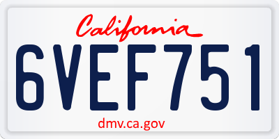 CA license plate 6VEF751