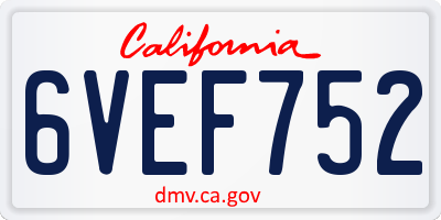 CA license plate 6VEF752
