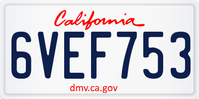 CA license plate 6VEF753