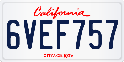 CA license plate 6VEF757