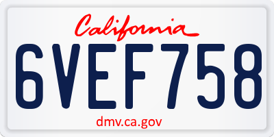 CA license plate 6VEF758
