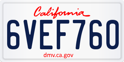 CA license plate 6VEF760