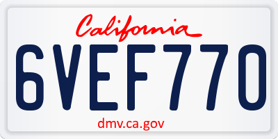 CA license plate 6VEF770