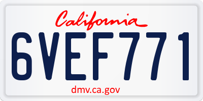 CA license plate 6VEF771