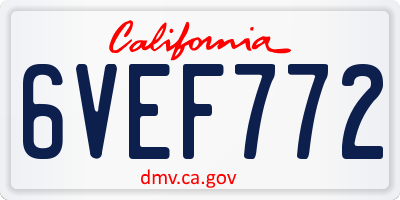 CA license plate 6VEF772