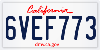 CA license plate 6VEF773