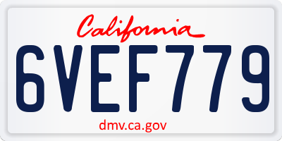 CA license plate 6VEF779