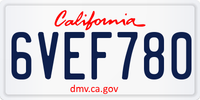 CA license plate 6VEF780