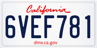 CA license plate 6VEF781