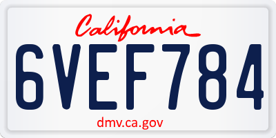 CA license plate 6VEF784