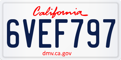 CA license plate 6VEF797