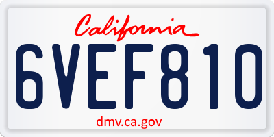 CA license plate 6VEF810