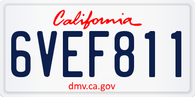 CA license plate 6VEF811