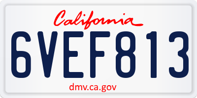 CA license plate 6VEF813