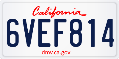 CA license plate 6VEF814