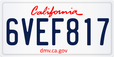 CA license plate 6VEF817