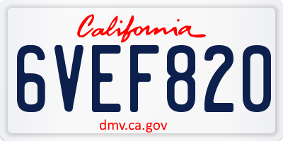 CA license plate 6VEF820