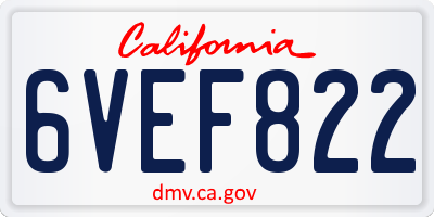 CA license plate 6VEF822