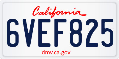 CA license plate 6VEF825