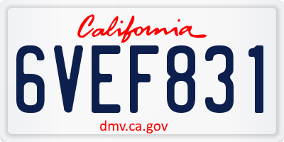 CA license plate 6VEF831