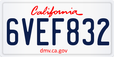 CA license plate 6VEF832