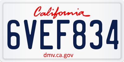 CA license plate 6VEF834