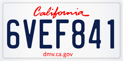 CA license plate 6VEF841