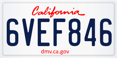 CA license plate 6VEF846