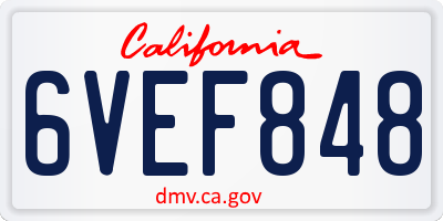CA license plate 6VEF848