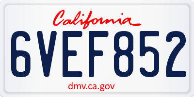 CA license plate 6VEF852