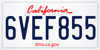 CA license plate 6VEF855