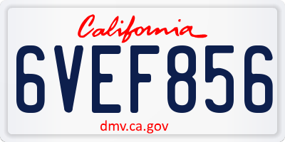 CA license plate 6VEF856
