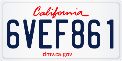 CA license plate 6VEF861