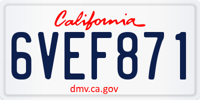 CA license plate 6VEF871