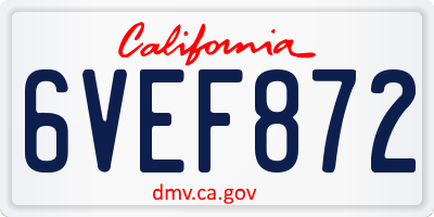 CA license plate 6VEF872