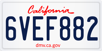 CA license plate 6VEF882