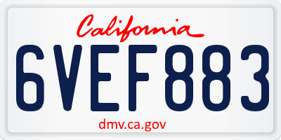 CA license plate 6VEF883