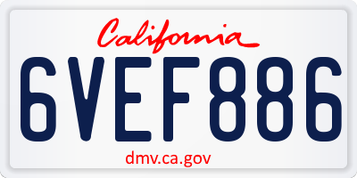CA license plate 6VEF886