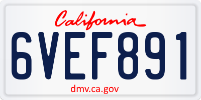 CA license plate 6VEF891