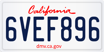 CA license plate 6VEF896