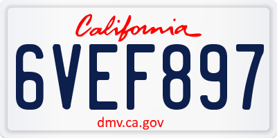CA license plate 6VEF897