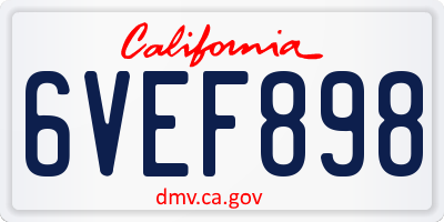 CA license plate 6VEF898