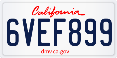 CA license plate 6VEF899