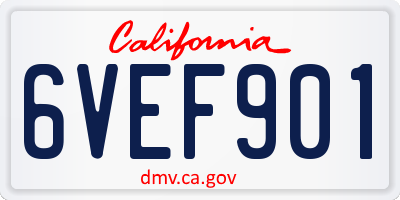 CA license plate 6VEF901