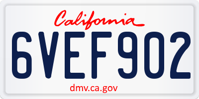 CA license plate 6VEF902