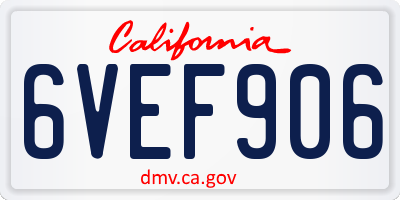 CA license plate 6VEF906