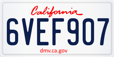 CA license plate 6VEF907
