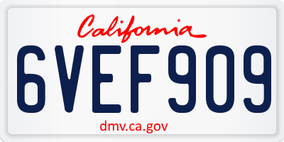 CA license plate 6VEF909